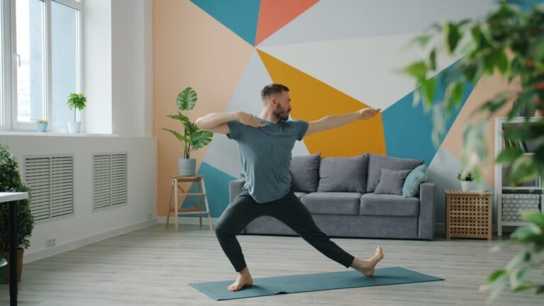Person performing mobility exercises at home